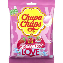 Chupa Chups Lollis Strawberry Lover Strawberry Lollipop Pack of 10