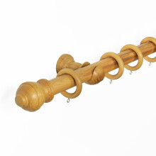 (150 cm, Honey Oak) 33 mm Ribbed Ball Wood Curtain Poles Fixed Length Premium Quality Curtain Pole Wooden Beautiful Design Rubber Wooden Finials