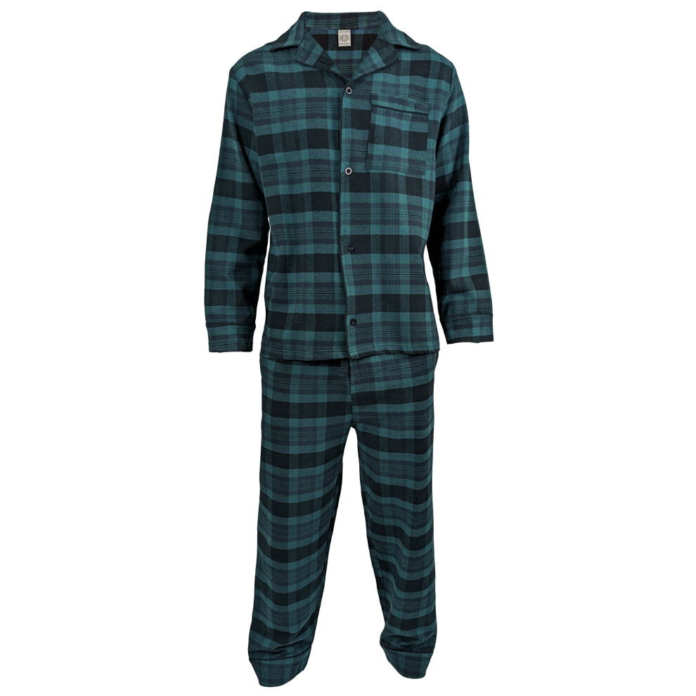 (4XL, BLACK BLUE TARTAN) ESQ MENS FLANNEL / BRUSHED COTTON PYJAMAS