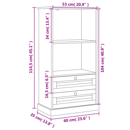 VidaXL (brown) vidaXL Bookcase Bookshelf Storage Shelf Storage Rack VIGO Solid Wood Pine 1