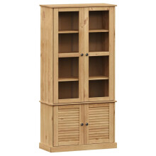 (brown) vidaXL Glass Display Cabinet Wooden Kitchen Cupboard VIGO Solid Wood Pine