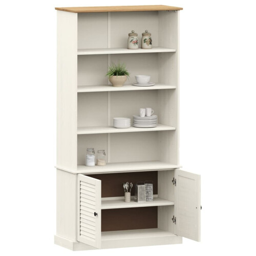 VidaXL (white) vidaXL Bookcase Book Shelf Display Cabinet Highboard VIGO Solid Wood Pine 1