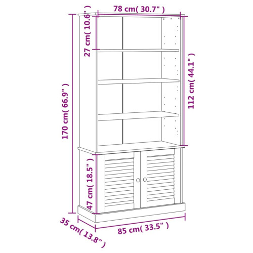VidaXL (white) vidaXL Bookcase Book Shelf Display Cabinet Highboard VIGO Solid Wood Pine 2
