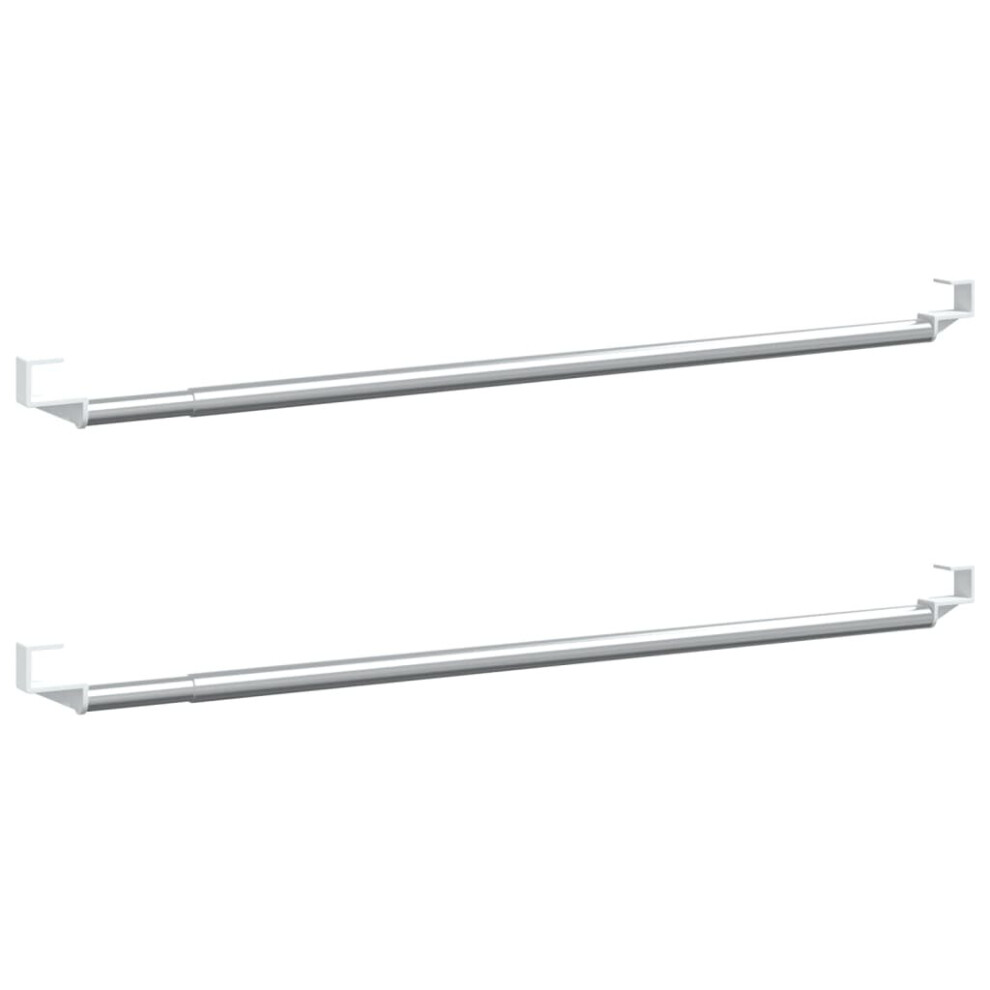 Vidaxl (40-60 Cm) Curtain Rails Curtain Track Curtain Pole 2 Pcs White And Silver Aluminium