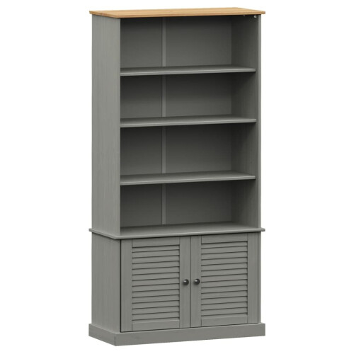 VidaXL (grey) vidaXL Bookcase Book Shelf Display Cabinet Highboard VIGO Solid Wood Pine
