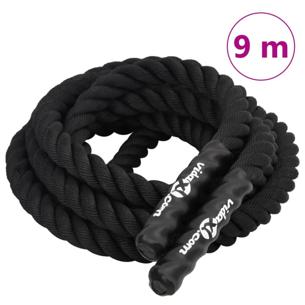 (9 m) vidaXL Battle Rope Gym Exercise Rope Workout Equipment 11 kg Black Polyester