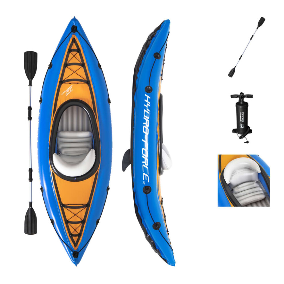 Bestway 1 Person Inflatable Kayak Boat Set with Hand Pump Canoe Hydro-Force