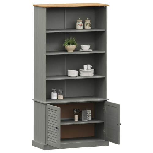 VidaXL (grey) vidaXL Bookcase Book Shelf Display Cabinet Highboard VIGO Solid Wood Pine 2