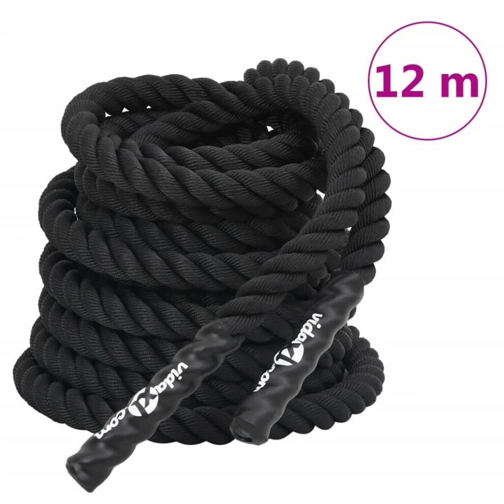 (12 m) vidaXL Battle Rope Gym Exercise Rope Workout Equipment 9 kg Black Polyester