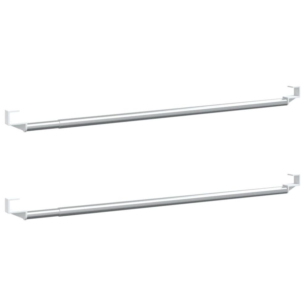 (60-105 cm) vidaXL Curtain Rails Curtain Track Curtain Pole 2 pcs White and Silver Aluminium