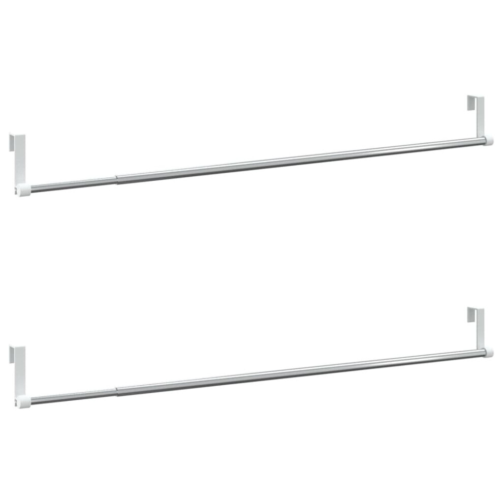 (60-105 cm) vidaXL Curtain Rails Curtain Track Curtain Pole 2 pcs White & Silver Aluminium