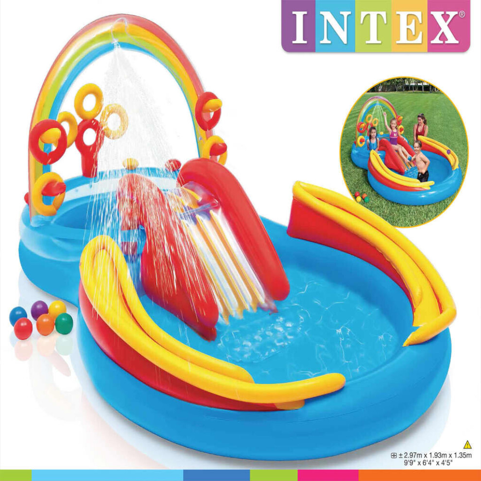 Intex Inflatable Pool Garden Swimming Pool Rainbow Ring Play Centre 57453Np