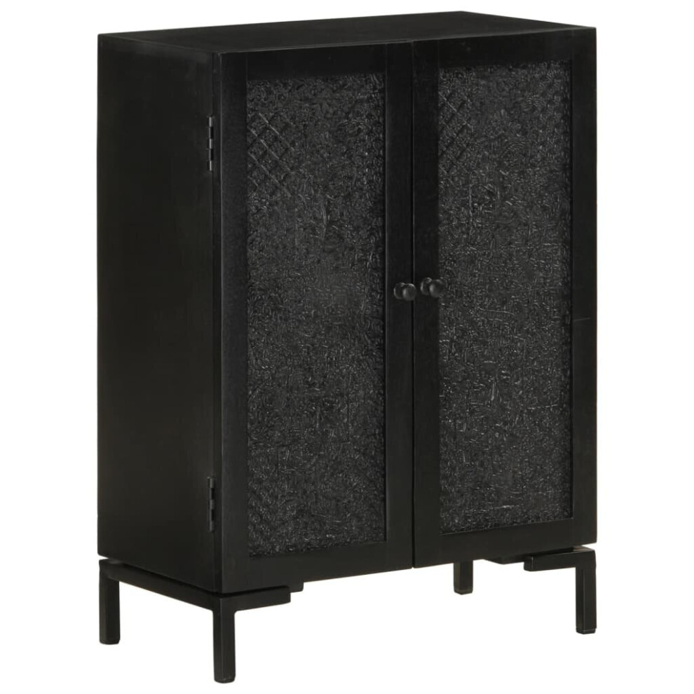 vidaXL Sideboard Cabinet Cupboard Highboard Black Solid Wood Mango and Iron