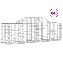 vidaXL Arched Gabion Baskets Gabion Walls Mesh Cages 40 pcs Galvanised Iron