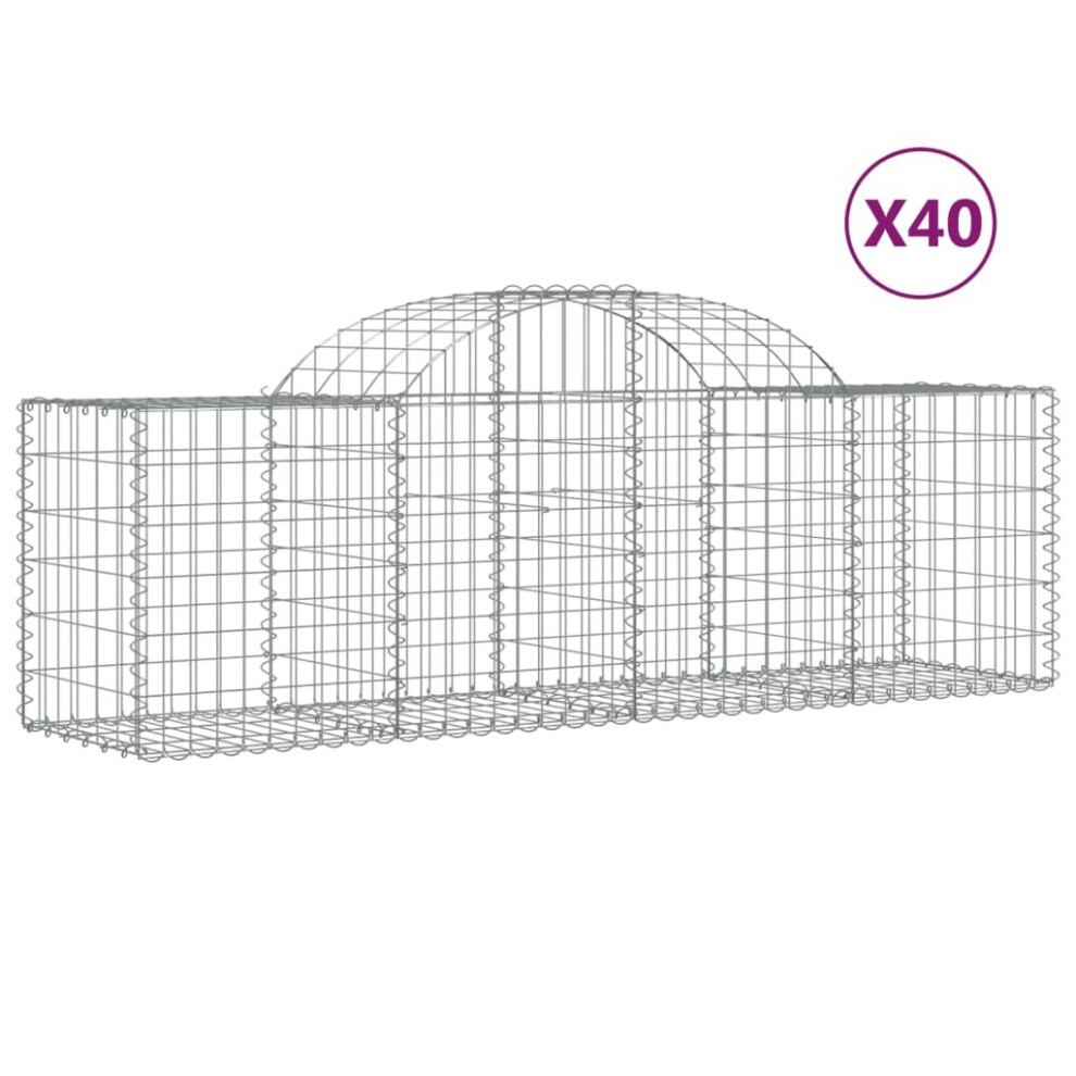vidaXL Arched Gabion Baskets Gabion Walls Mesh Cages 40 pcs Galvanised Iron