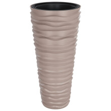 (mocha, 45 l) vidaXL Planter with Removable Inner Patio Raised Bed Plant Pot PP Grooved Look