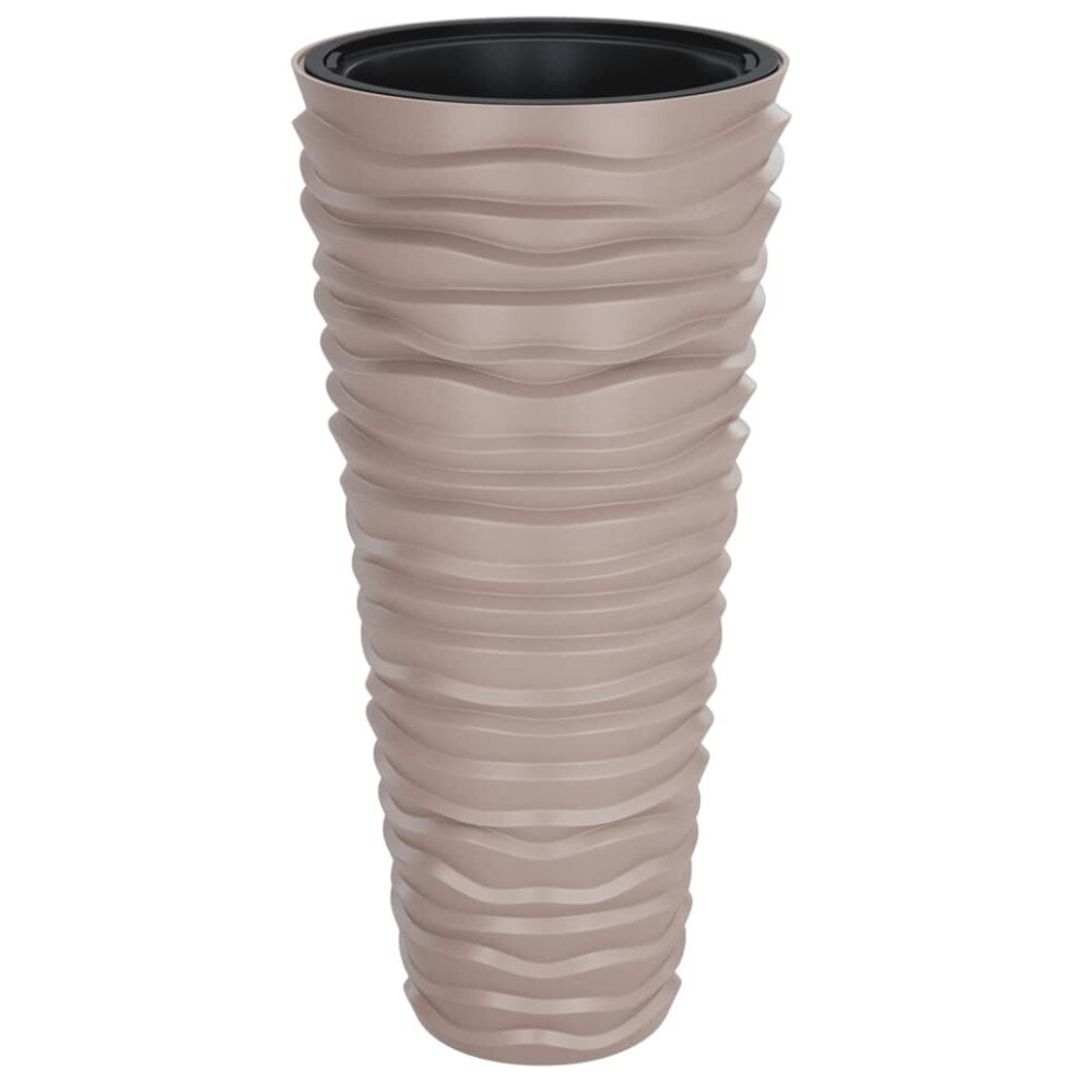 (mocha, 45 l) vidaXL Planter with Removable Inner Patio Raised Bed Plant Pot PP Grooved Look