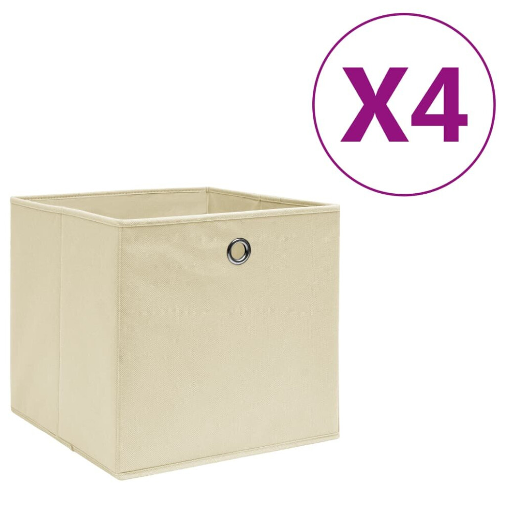 Vidaxl 4X Storage Boxes Non-Woven Fabric Cream Organiser Cube Basket Container