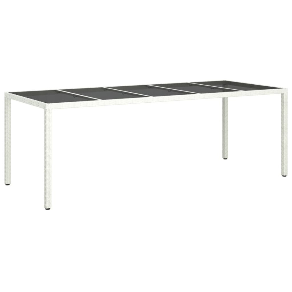 Vidaxl Garden Table Outdoor Dining Table White Poly Rattan And Tempered Glass