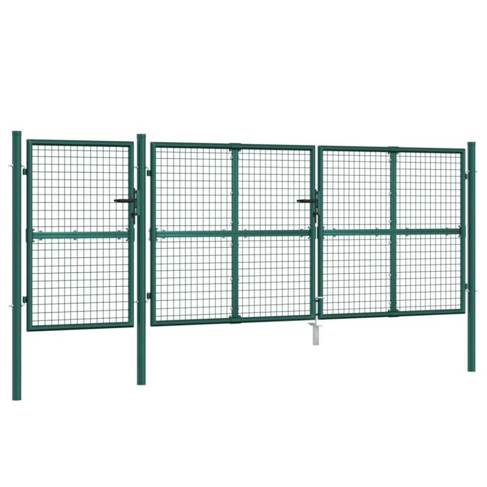 Vidaxl (Green, 400 X 175 Cm) Garden Gate Lawn Fence Door Mesh Patio Outdoor Gate Galvanised Steel