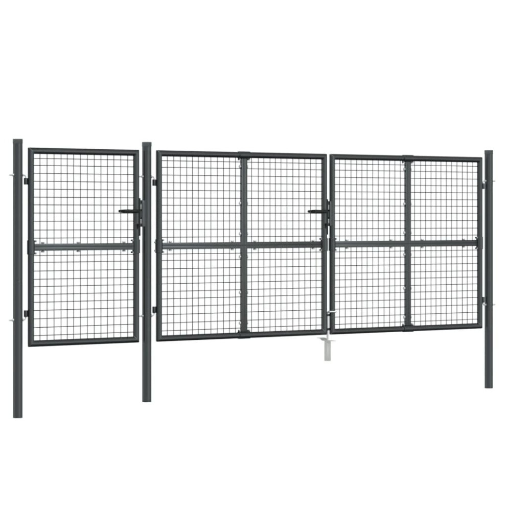Vidaxl (Anthracite, 400 X 175 Cm) Garden Gate Lawn Fence Door Mesh Patio Outdoor Gate Galvanised Steel