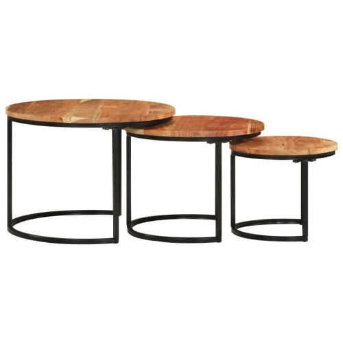 VidaXL (Solid acacia wood) vidaXL Nesting Tables Couch Table Tea Desk Accent Table Solid Acacia Wood 2