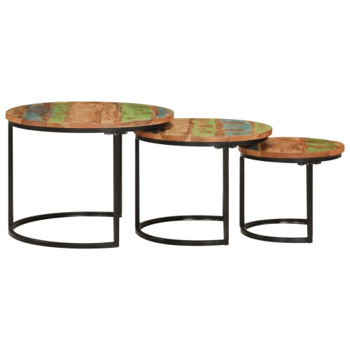 VidaXL (Solid reclaimed wood) vidaXL Nesting Tables Couch Table Tea Desk Accent Table Solid Acacia Wood 2