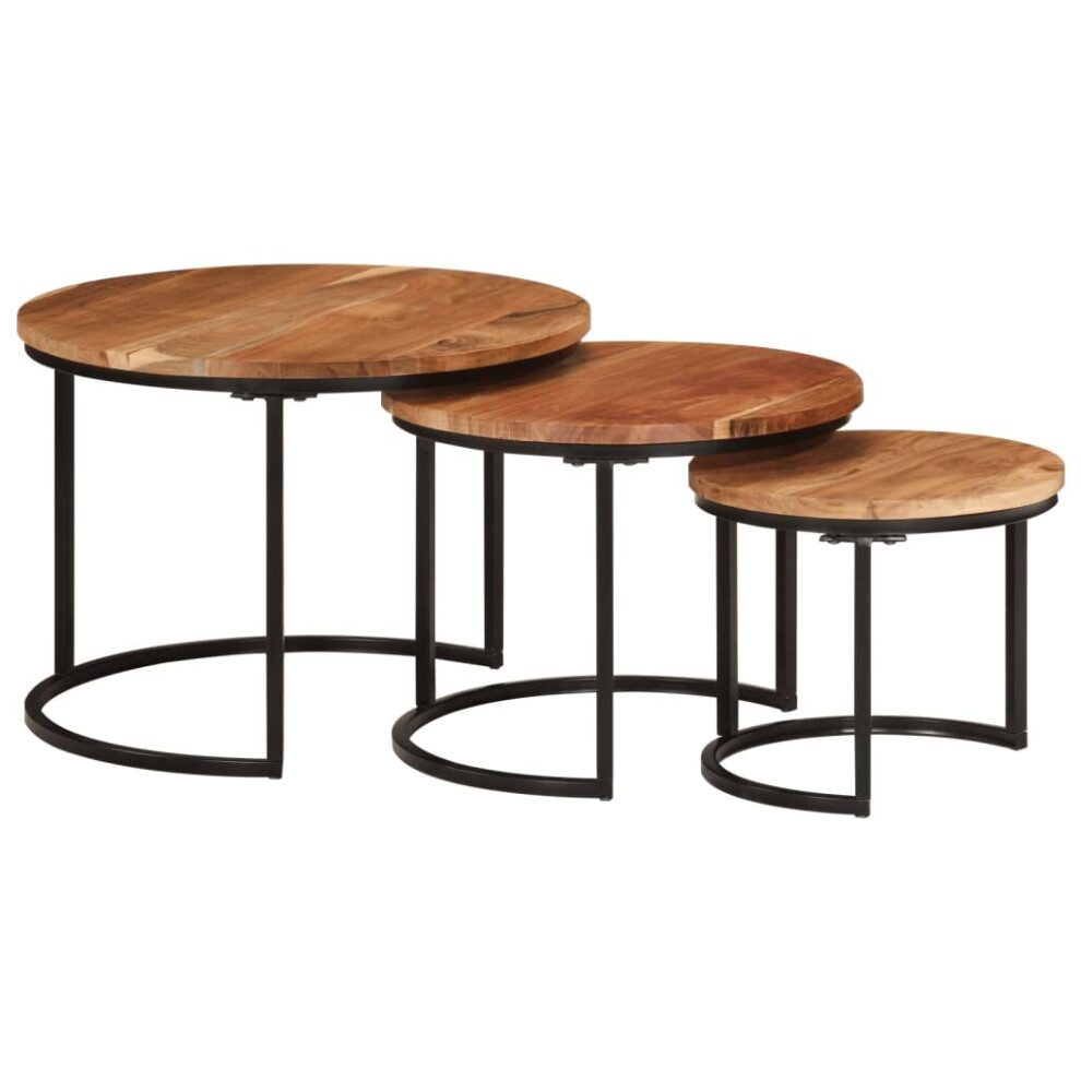 Vidaxl Brown (Solid Acacia Wood) Nesting Tables Couch Table Tea Desk Accent Table Solid Acacia Wood