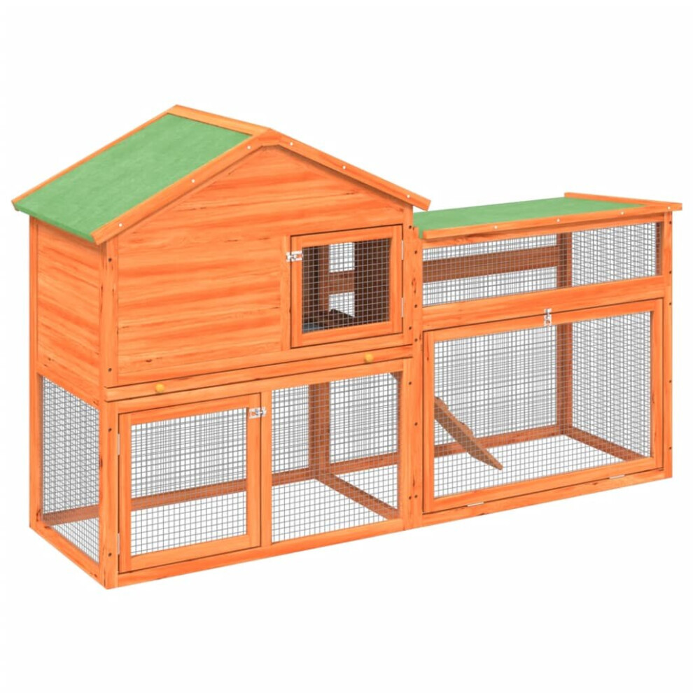 (brown) vidaXL Rabbit Hutch Rabbit Run Bunny House Wooden Animal House Solid Wood Pine