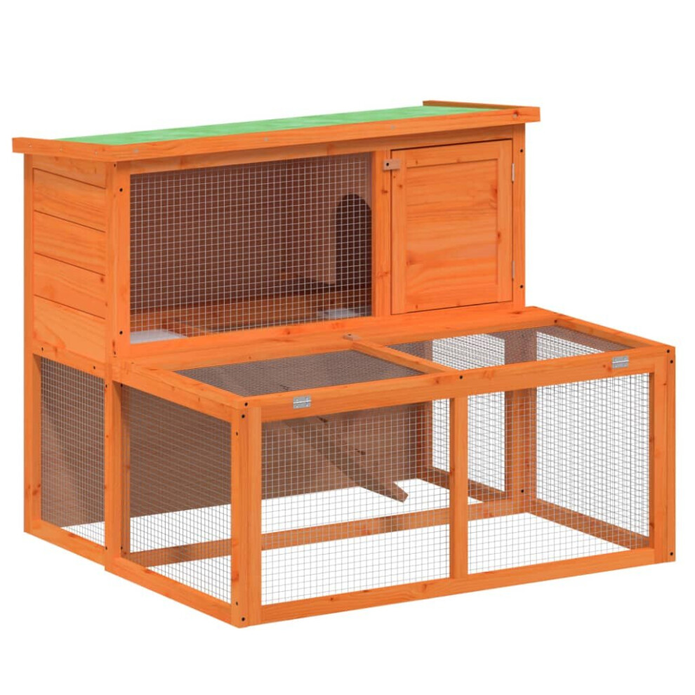 (brown) vidaXL Rabbit Hutch Rabbit Run Bunny House Wooden Animal House Solid Wood Pine