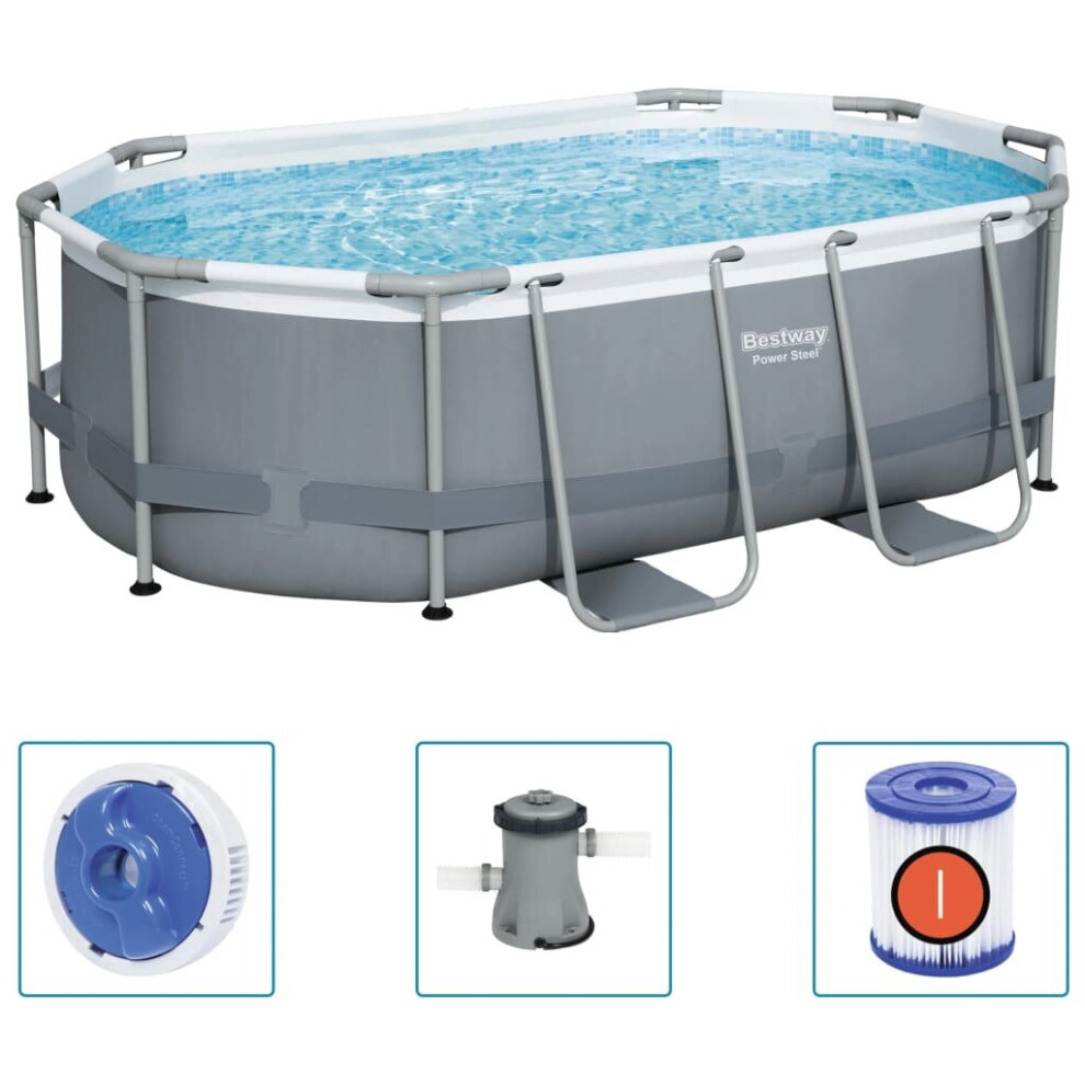 Bestway Power Steel Above Ground Pool Garden Swimming Pool Frame Pool Oval