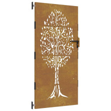 vidaXL Gartentor 85x175 cm Cortenstahl Baum-Design