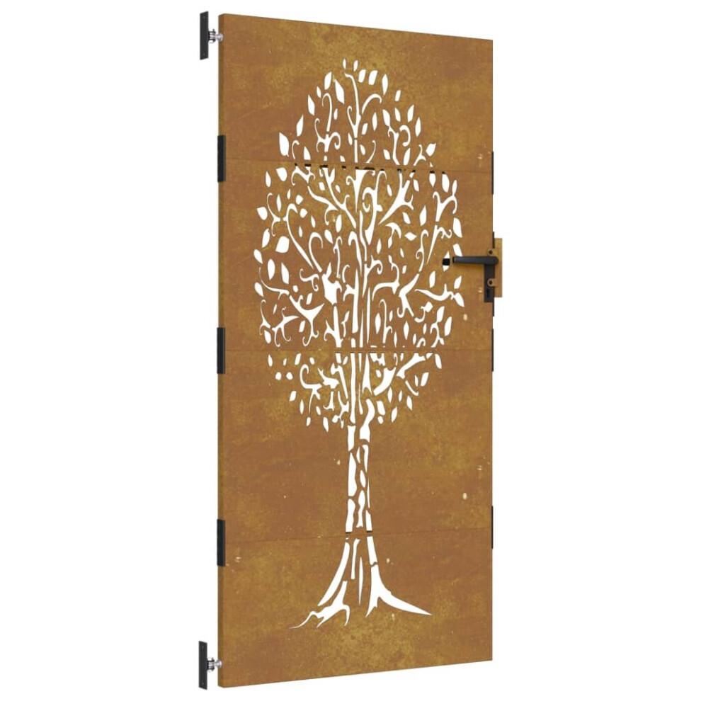 (85 x 175 cm) vidaXL Garden Gate Fence Gate Fence Panel 85x175 cm Corten Steel Tree Design