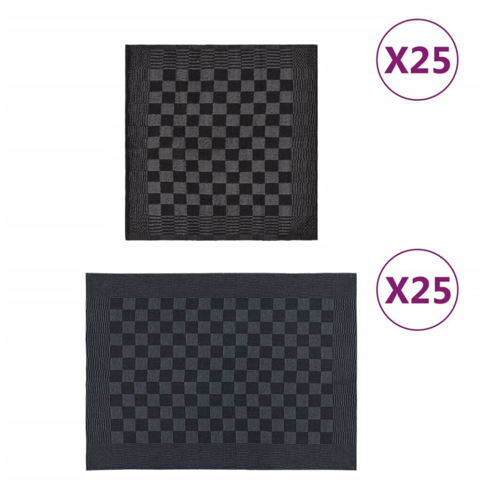 (black and grey, 50 pcs) vidaXL Towel Set Kitchen Dish Cloth Tea Towel Dish Towels Blue and Cotton