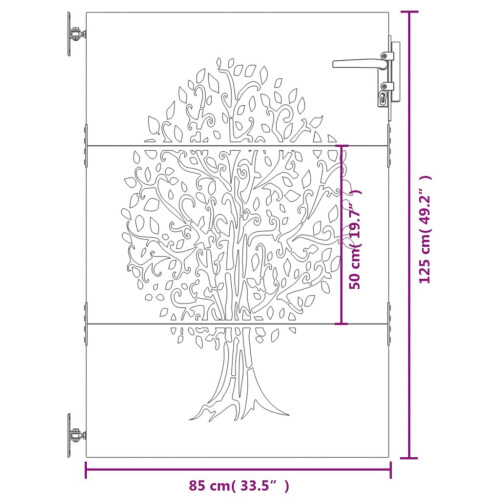 VidaXL vidaXL Gartentor 85x125 cm Cortenstahl Baum-Design 2