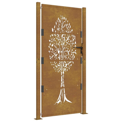 VidaXL vidaXL Gartentor 100x175 cm Cortenstahl Baumdesign