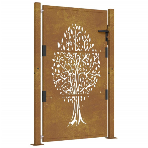 VidaXL vidaXL Gartentor 100x125 cm Cortenstahl Baumdesign