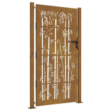 vidaXL Gartentor 100x200 cm Cortenstahl Bambus-Design