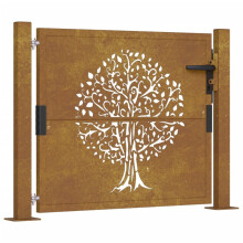 vidaXL Gartentor 100x100 cm Cortenstahl Baumdesign