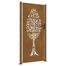 vidaXL Gartentor 100x200 cm Cortenstahl Baumdesign