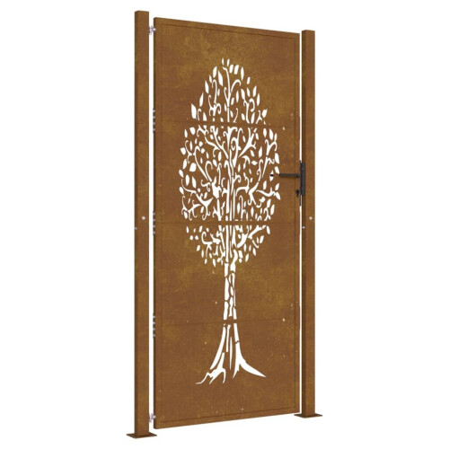 VidaXL vidaXL Gartentor 100x200 cm Cortenstahl Baumdesign