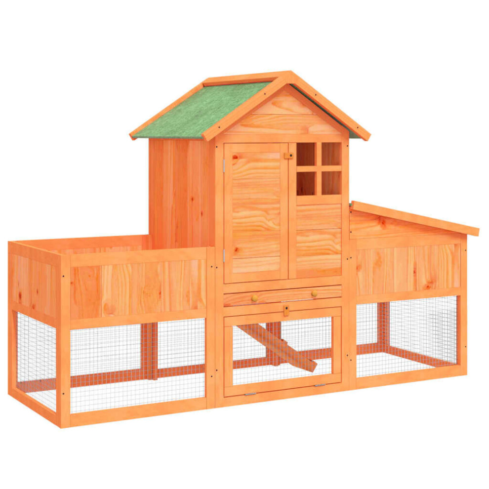 Vidaxl (Brown) Rabbit Hutch Rabbit Run Bunny House Wooden Animal House Solid Wood Pine
