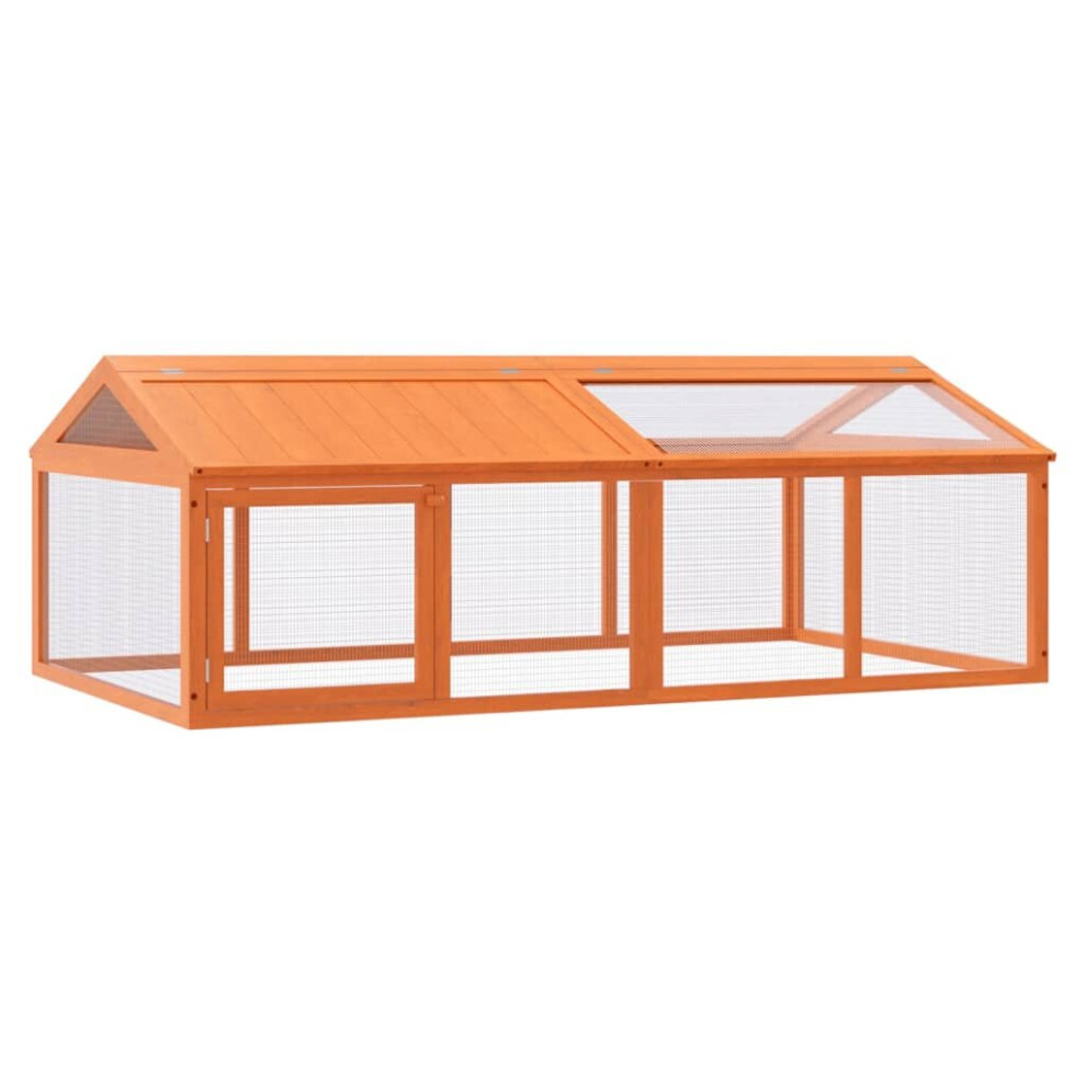 Vidaxl (Brown) Run Box Animal Cage Run Enclosure Wooden Rabbit Hutch Solid Wood Pine