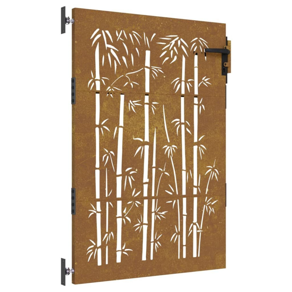 Vidaxl (85 X 150 Cm) Garden Gate Fence Gate Fence Panel 85X200 Cm Corten Steel Bamboo Design