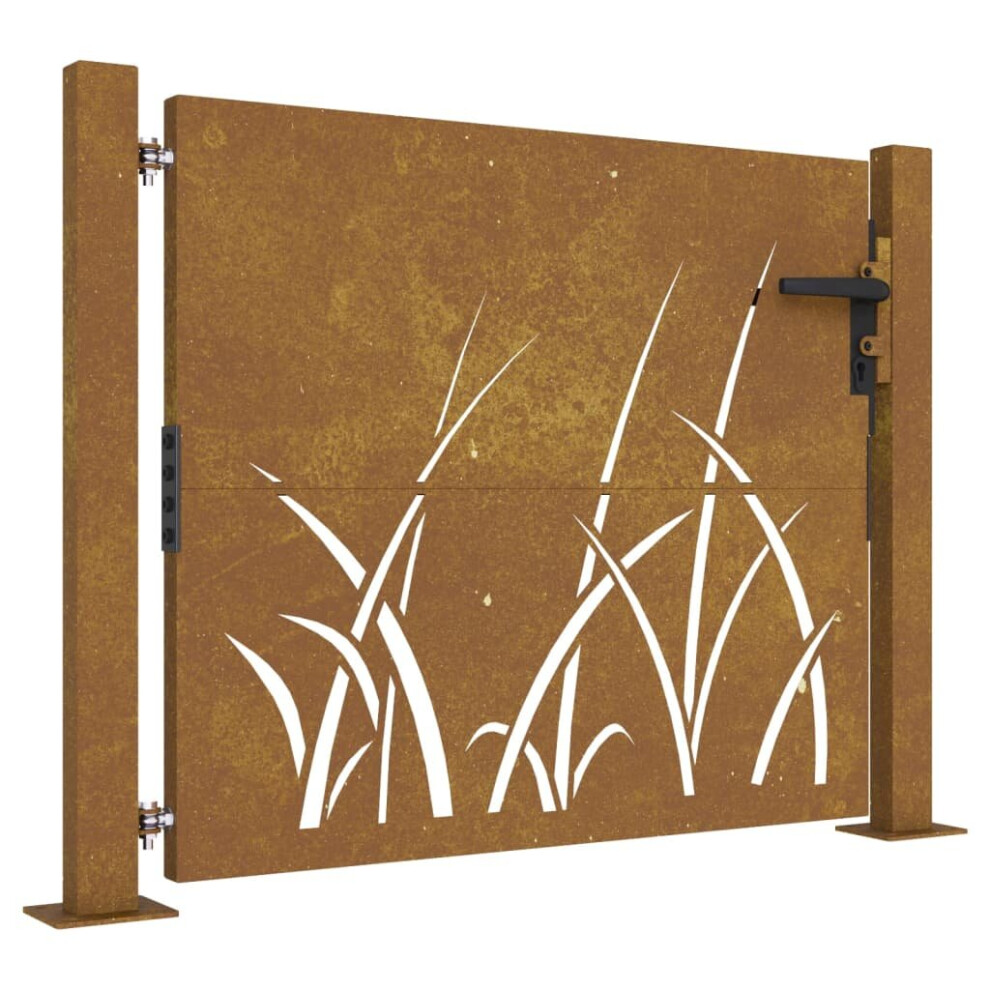 (105 x 80 cm) vidaXL Garden Gate Fence Gate Fence Panel 105x180 cm Corten Steel Grass Design