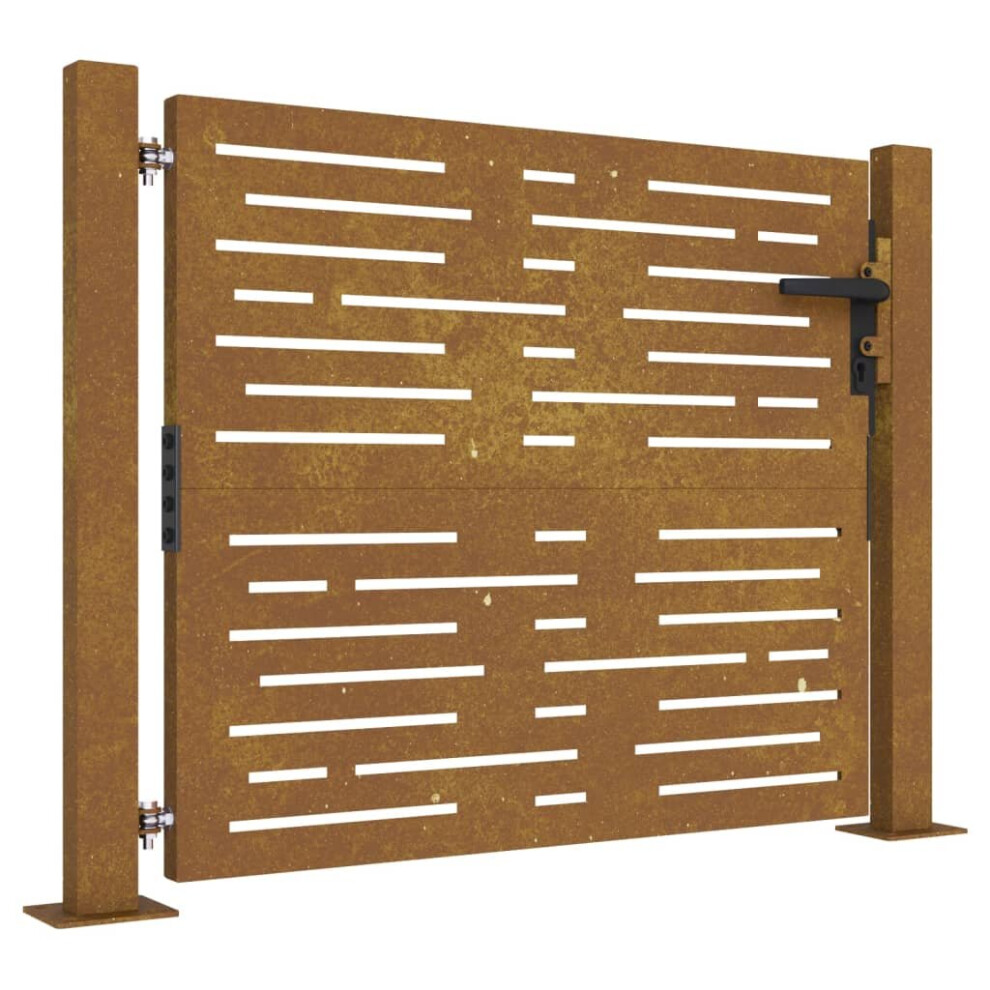 Vidaxl (105 X 80 Cm) Garden Gate Fence Gate Fencing 105X180 Cm Corten Steel Square Design