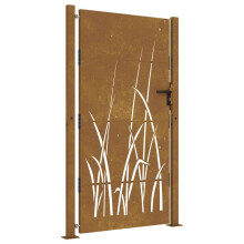 vidaXL Gartentor 100x175 cm Cortenstahl Gras-Design