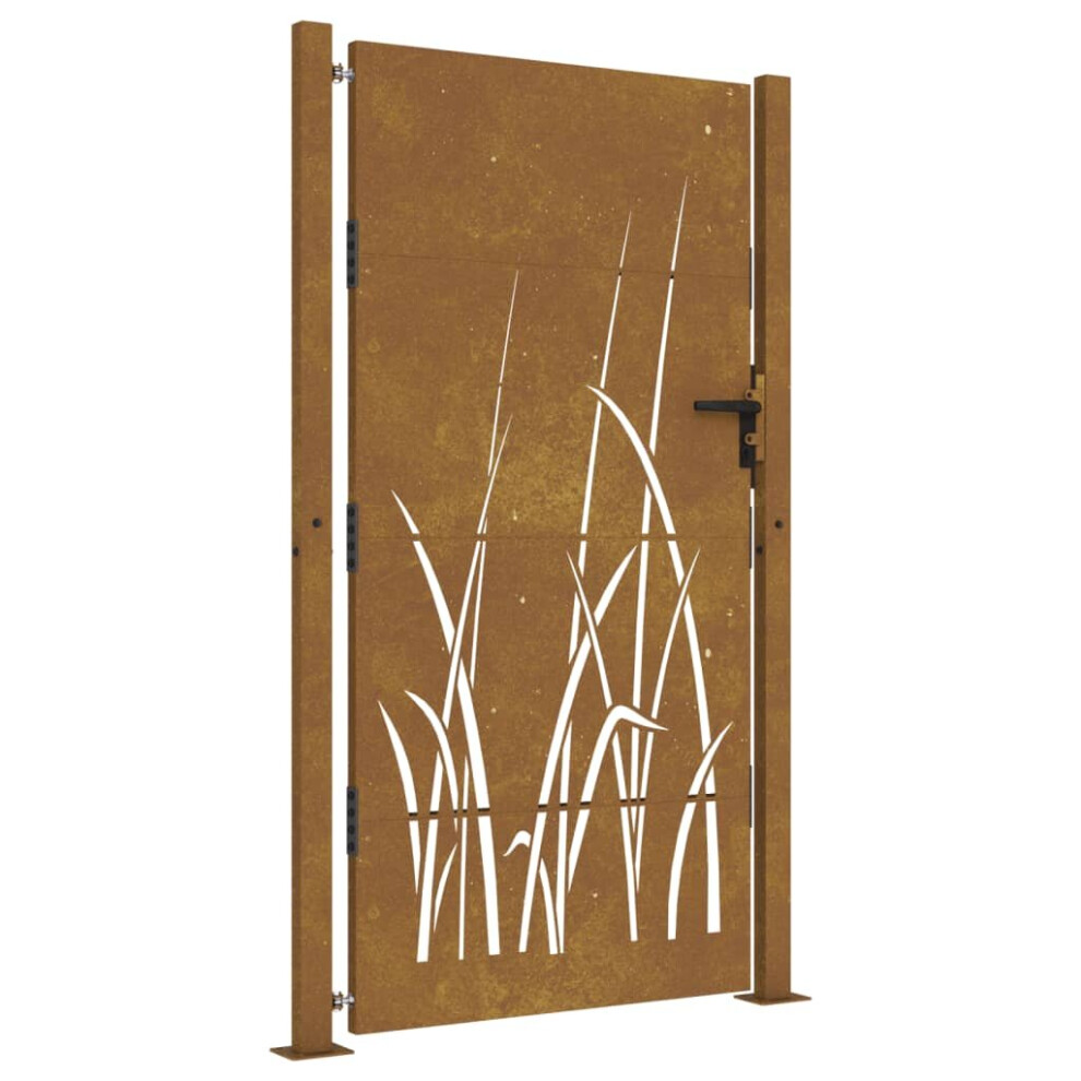 Vidaxl (105 X 180 Cm) Garden Gate Fence Gate Fence Panel 105X180 Cm Corten Steel Grass Design