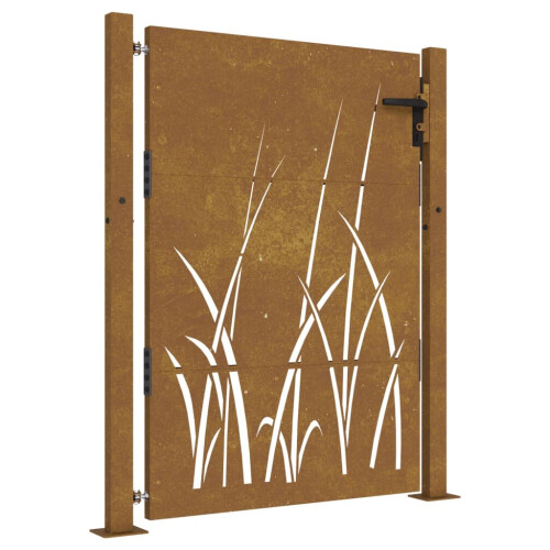 VidaXL vidaXL Gartentor 100x150 cm Cortenstahl Gras-Design