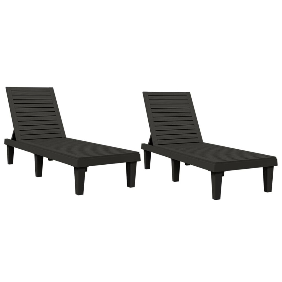 Vidaxl (Black) Sun Lounger Recliner Chaise Lounge Sun Bed Chair Day Bed Polypropylene Black